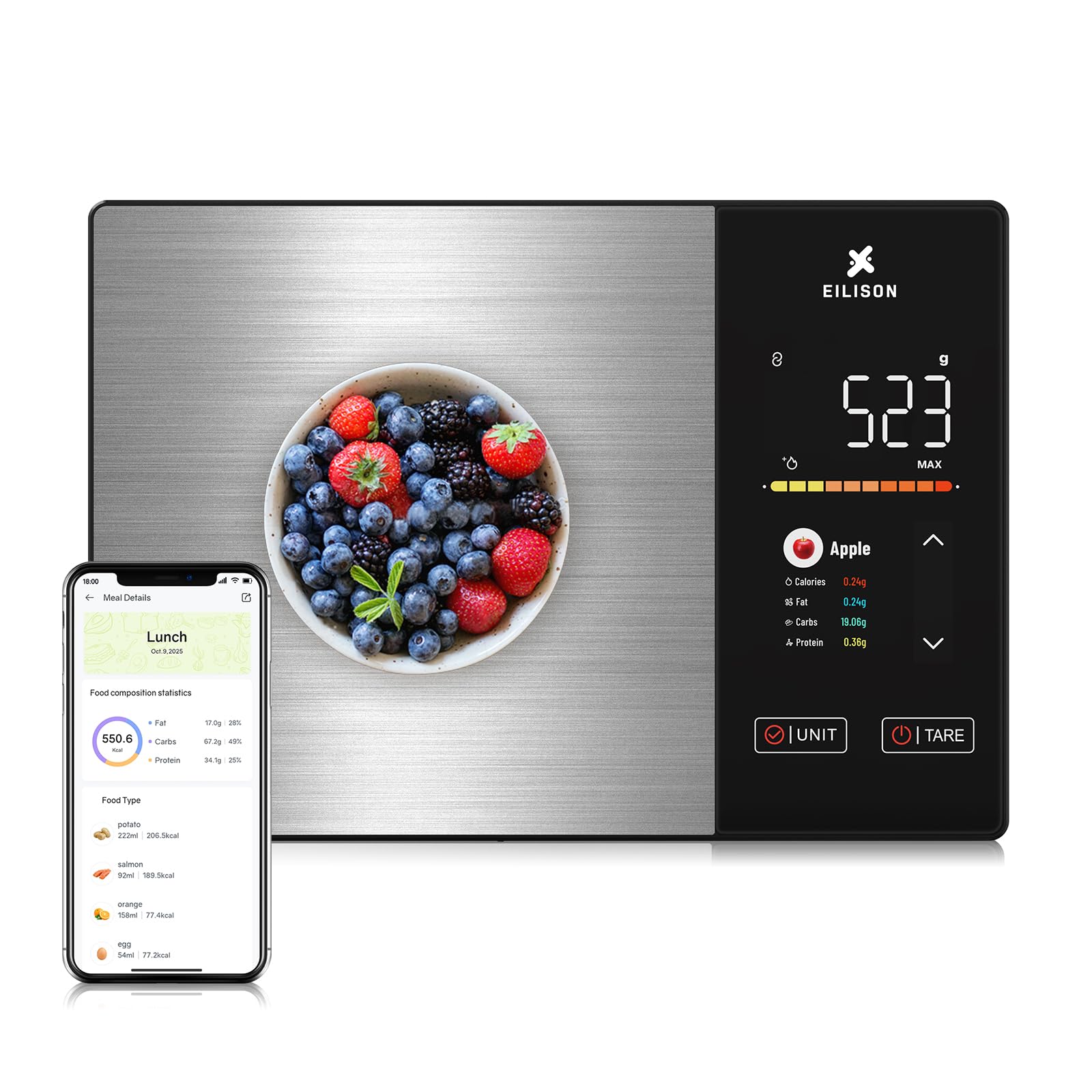 Bluetooth Nutrition Food Scale with TFT Display