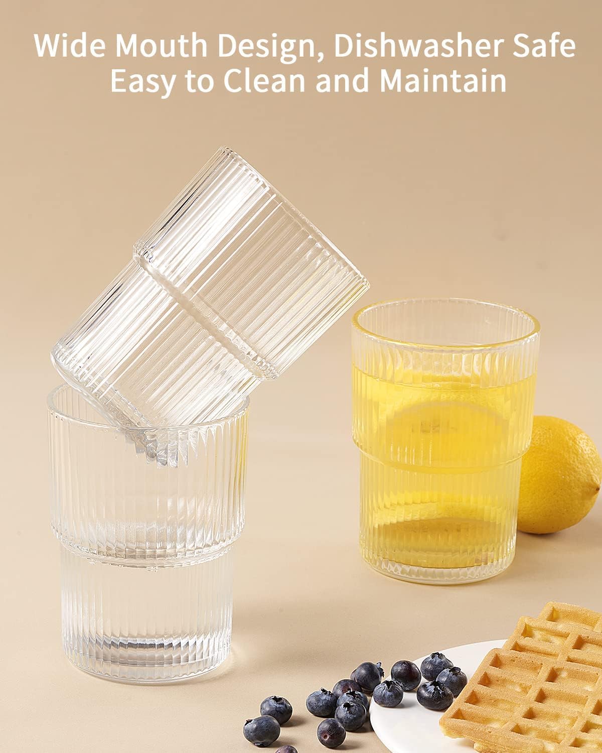 Six-Piece 15oz Fluted Drinking Glass Set
