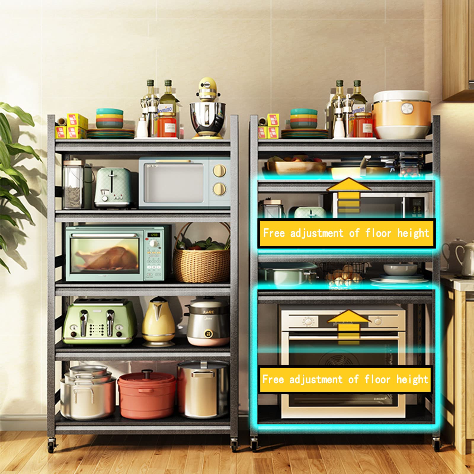 Five-Tier Rolling Microwave Storage Rack