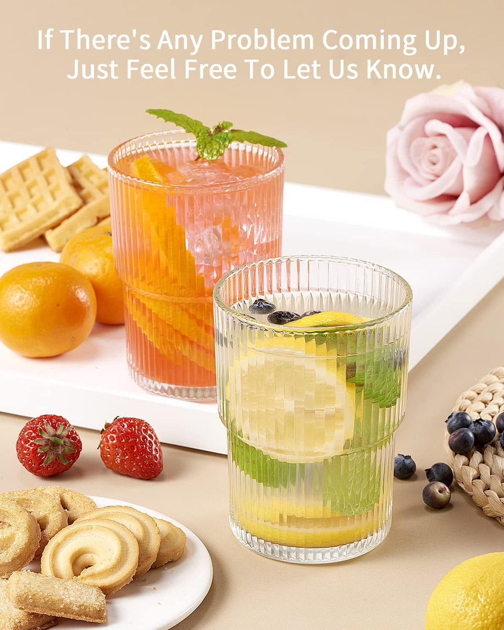 Six-Piece 15oz Fluted Drinking Glass Set