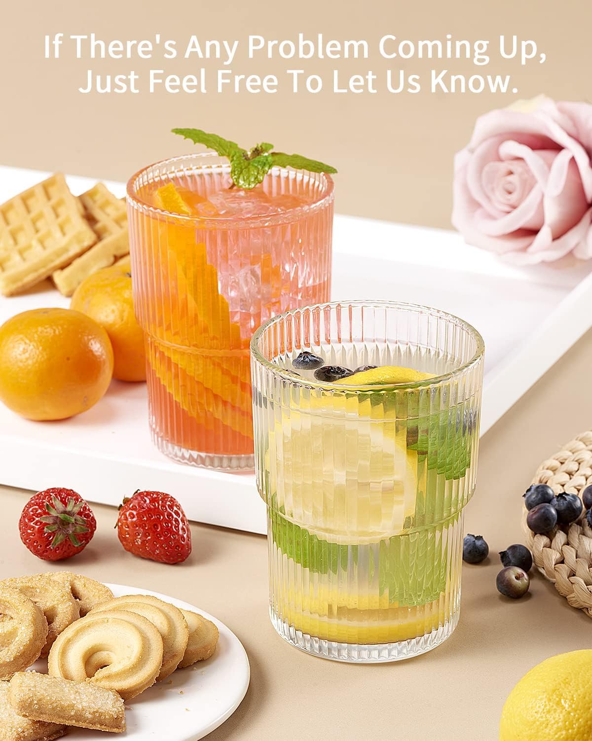 Six-Piece 15oz Fluted Drinking Glass Set