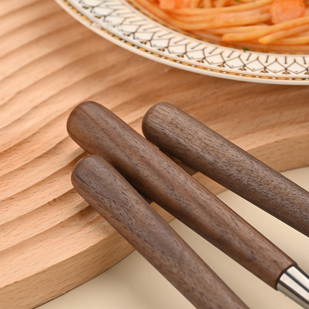 Wood-Handle Stainless Steel Flatware Collection