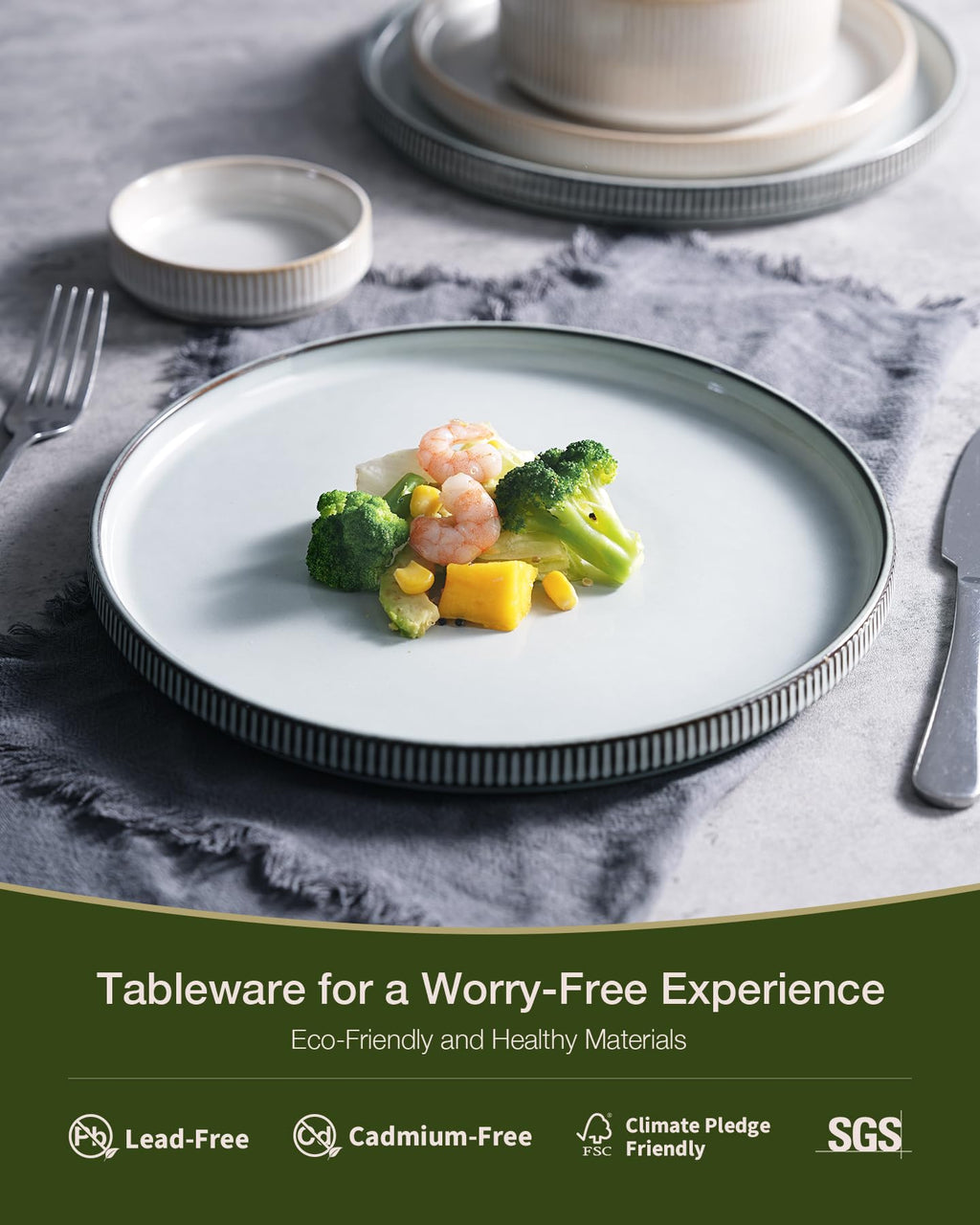 Ribbed Reactive-Glaze Stoneware Dinnerware Collection