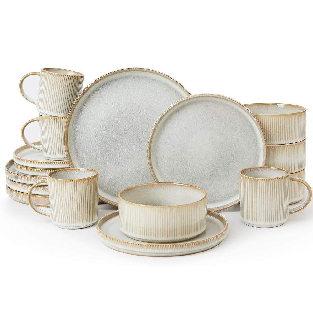 Ribbed Reactive-Glaze Stoneware Dinnerware Collection