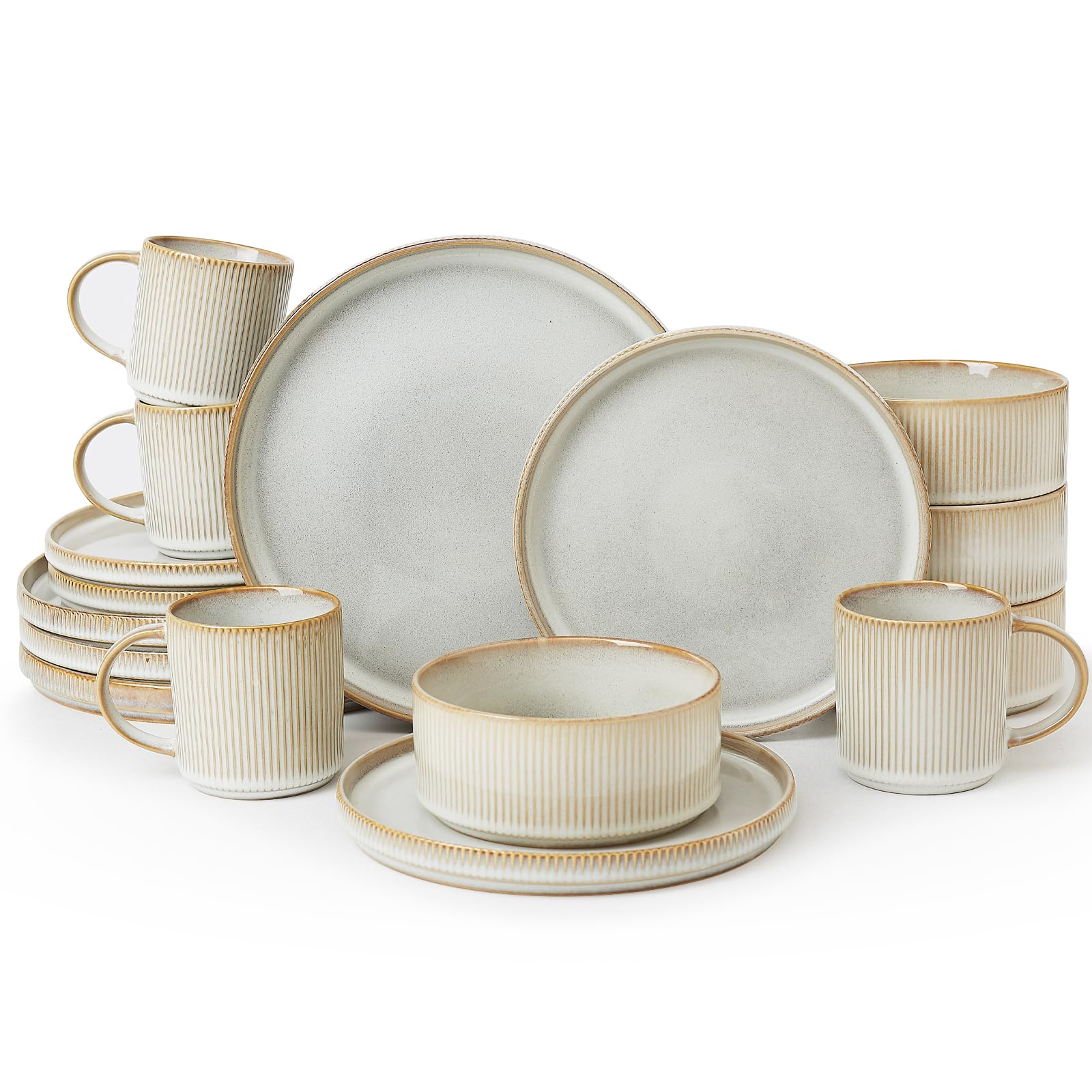 Ribbed Reactive-Glaze Stoneware Dinnerware Collection