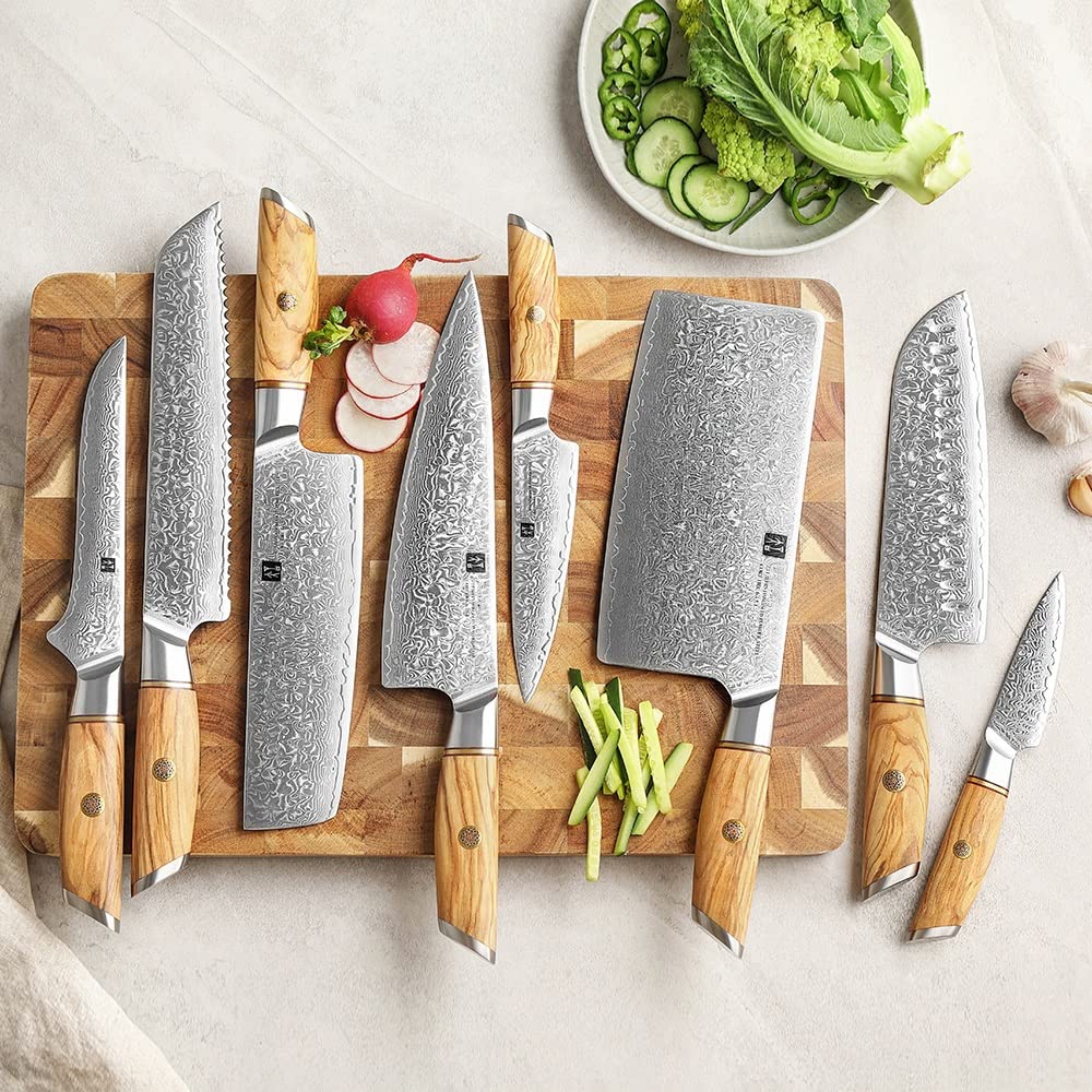 8-Piece 73-Layer Damascus Kitchen Knife Set