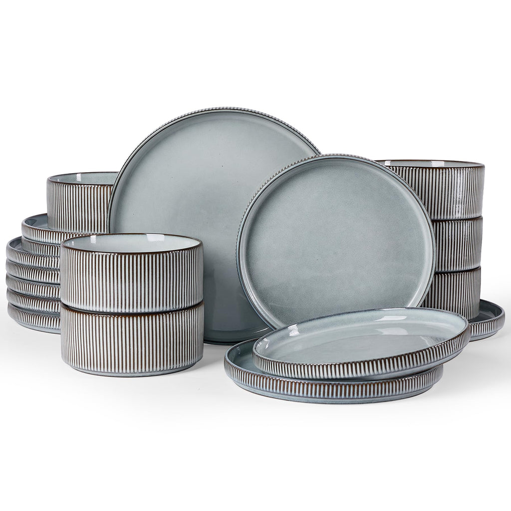 Ribbed Reactive-Glaze Stoneware Dinnerware Collection