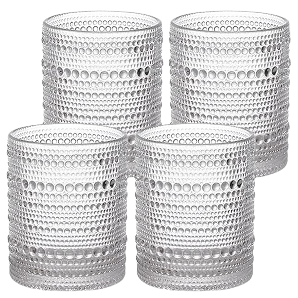Four-Piece 16oz Ribbed Old-Fashioned Glass Set