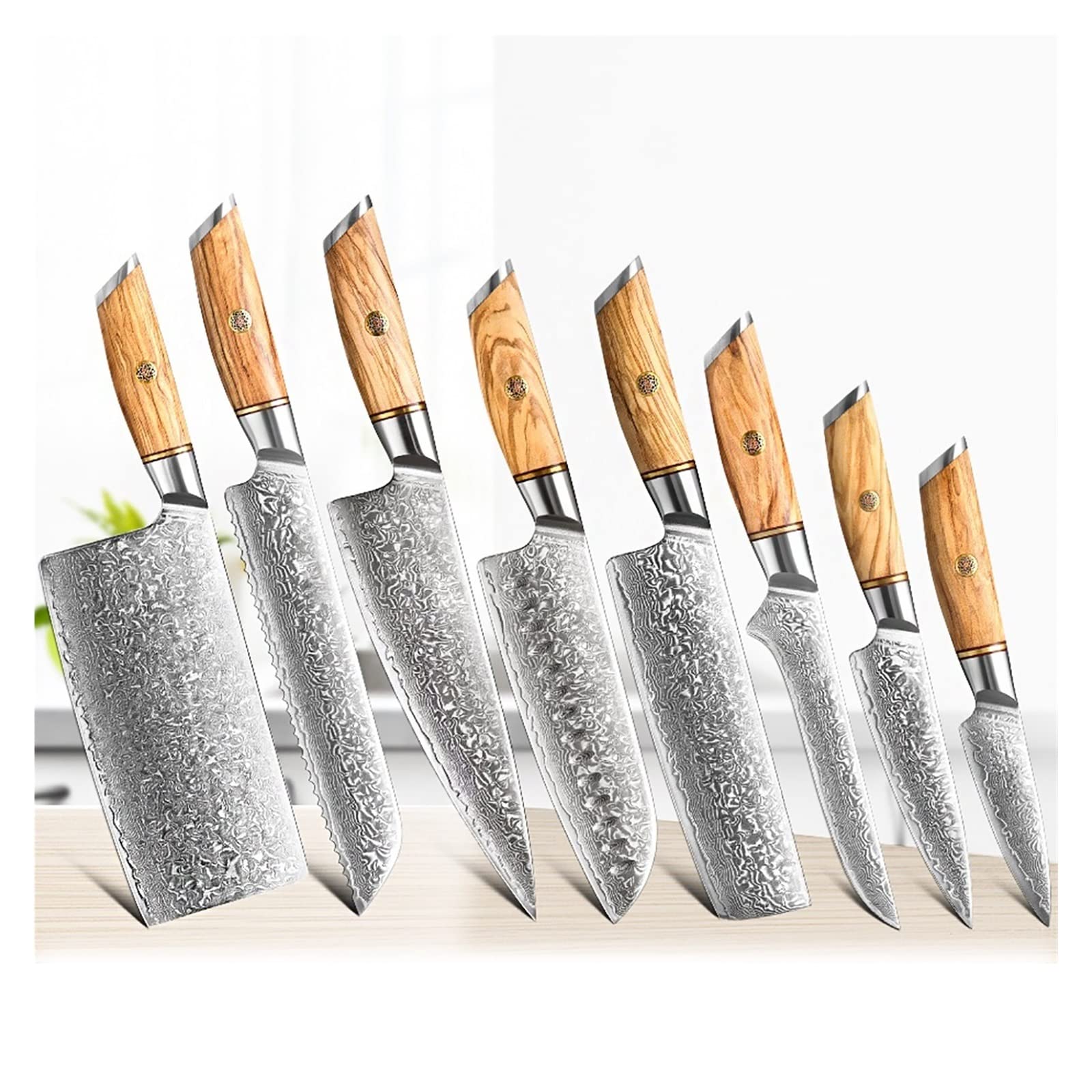 8-Piece 73-Layer Damascus Kitchen Knife Set