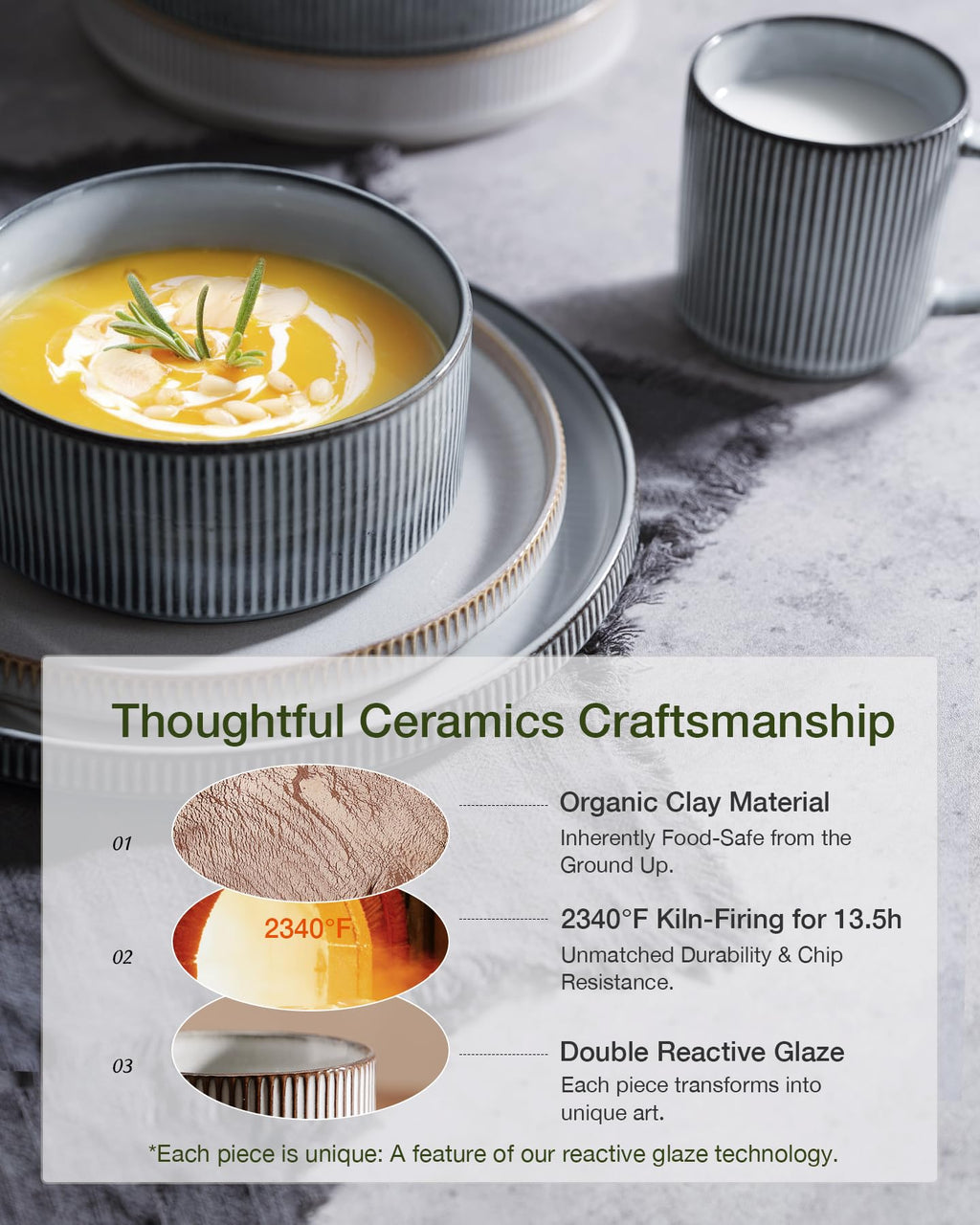 Ribbed Reactive-Glaze Stoneware Dinnerware Collection