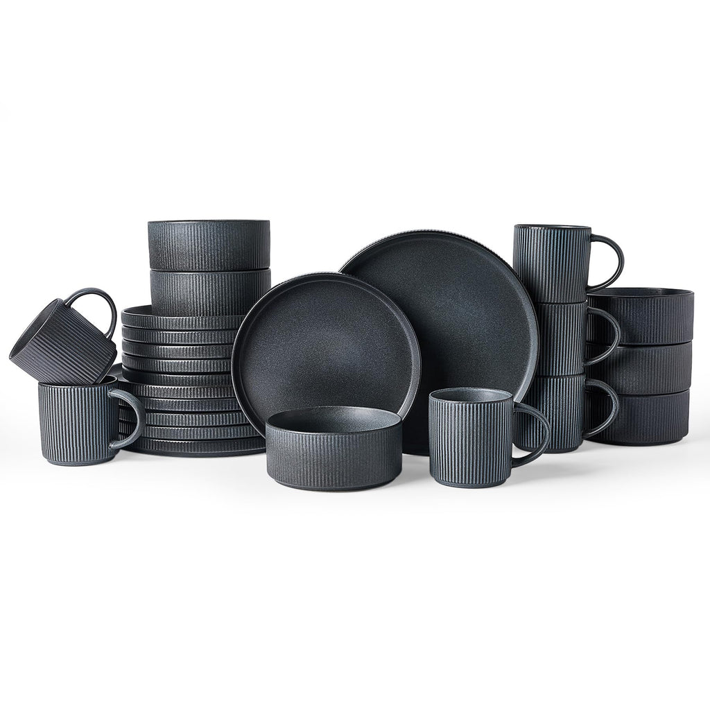 Ribbed Reactive-Glaze Stoneware Dinnerware Collection