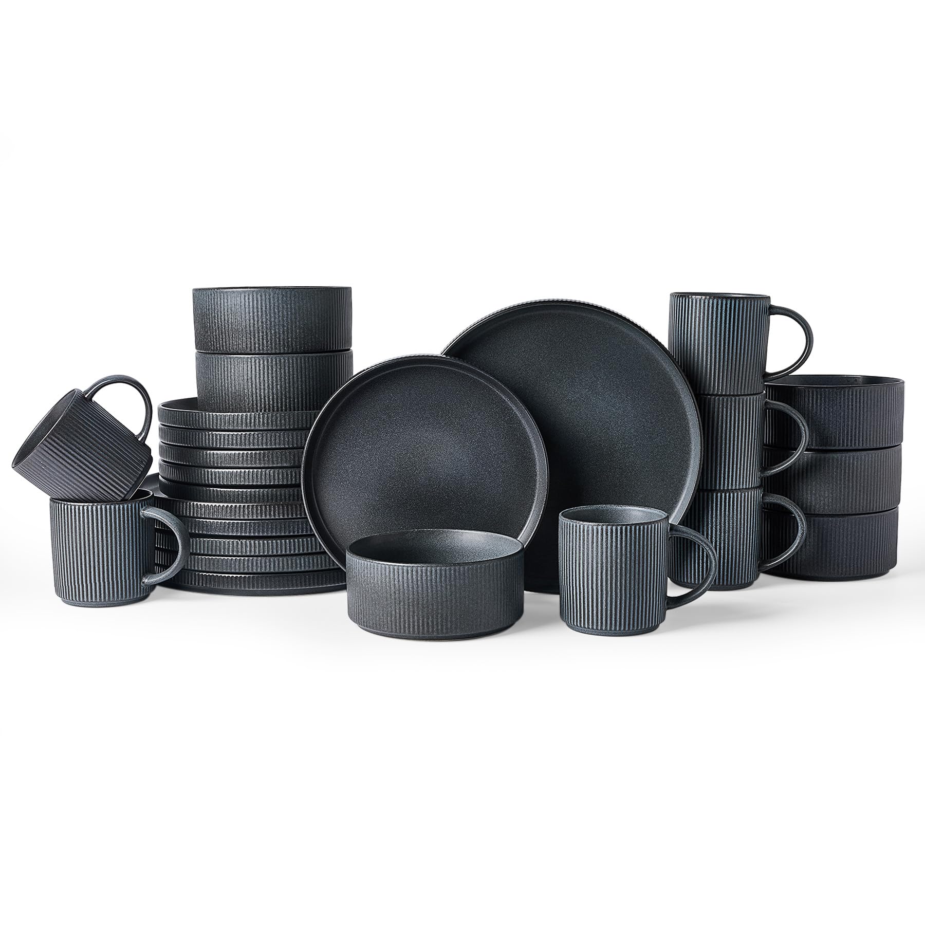 Ribbed Reactive-Glaze Stoneware Dinnerware Collection