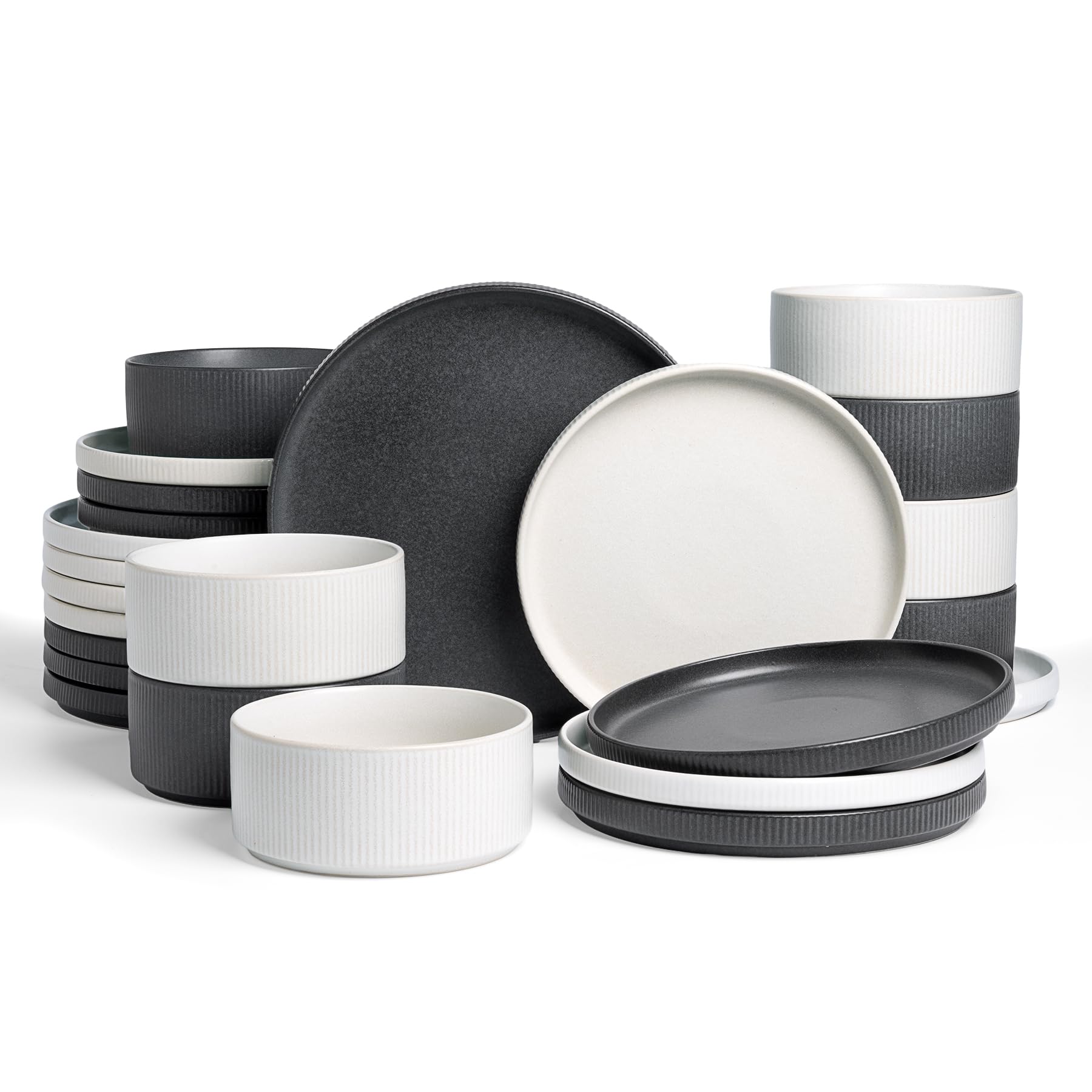 Ribbed Reactive-Glaze Stoneware Dinnerware Collection