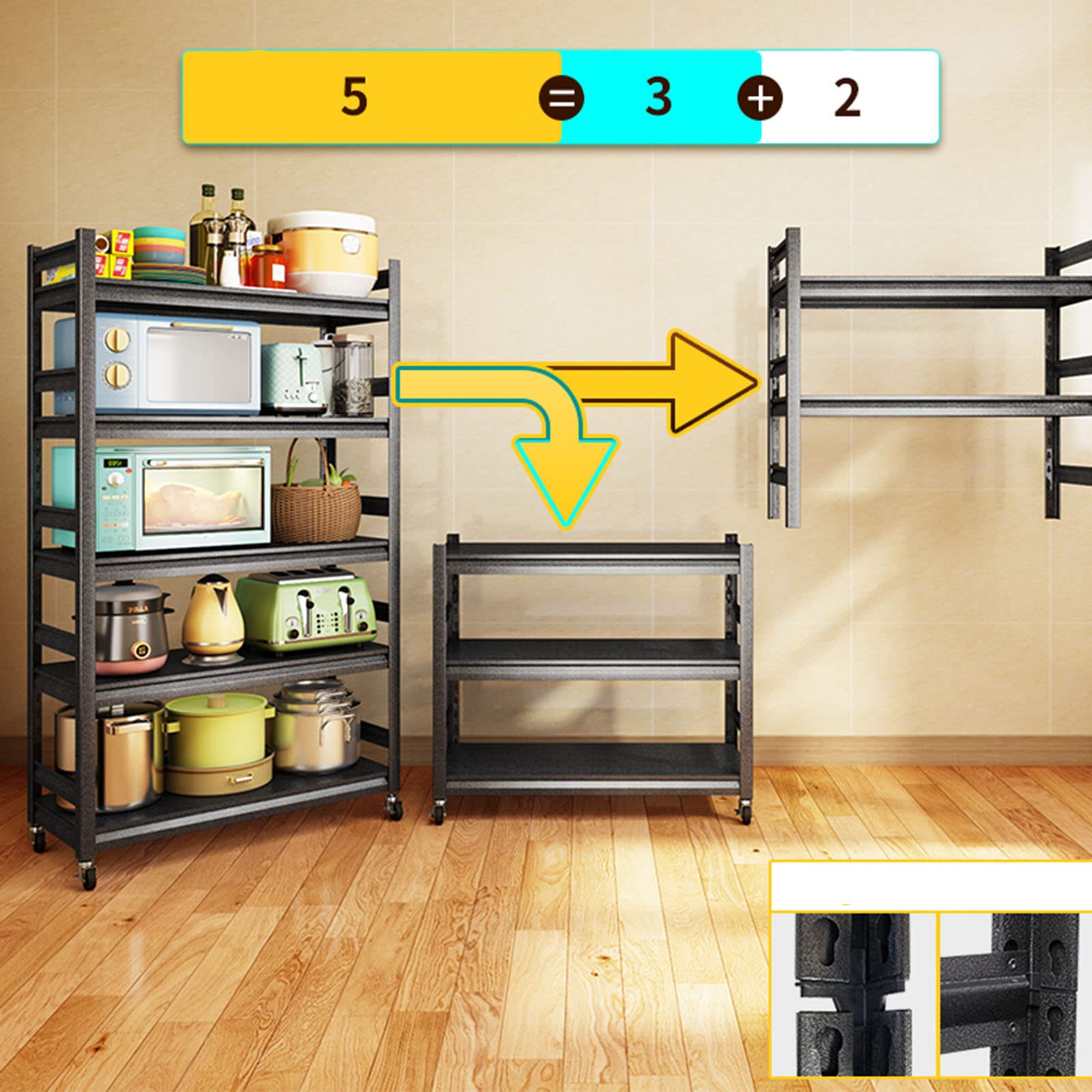 Five-Tier Rolling Microwave Storage Rack