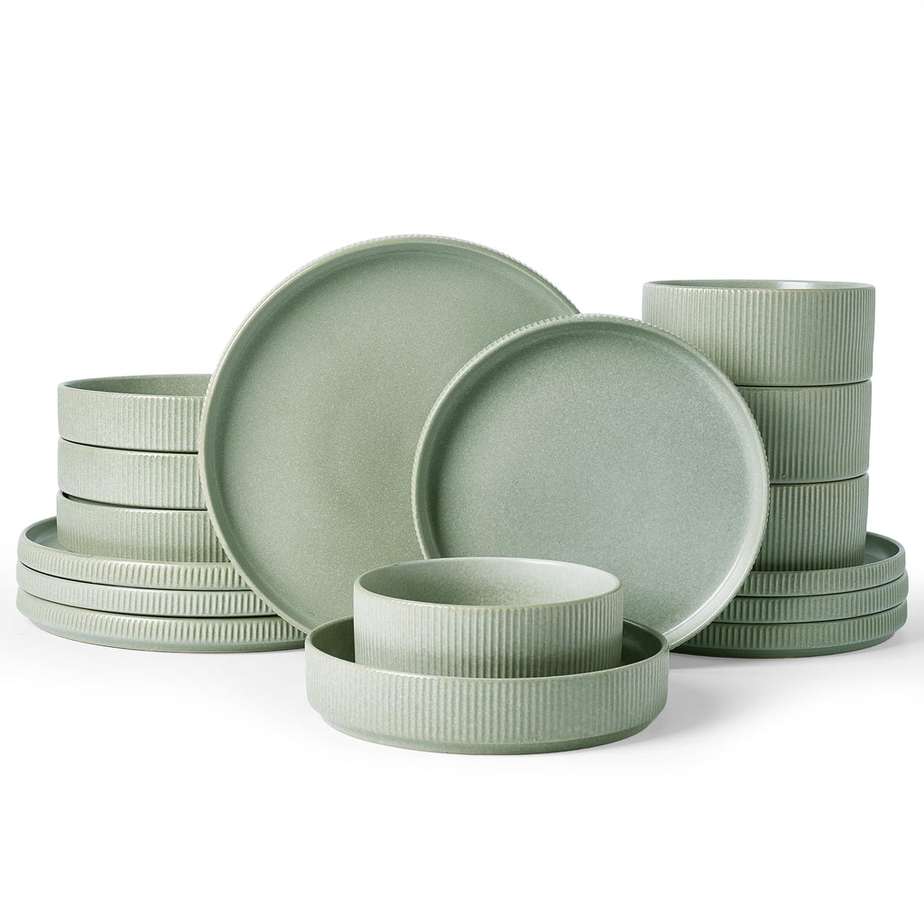 Ribbed Reactive-Glaze Stoneware Dinnerware Collection