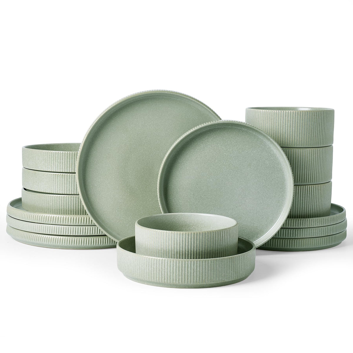 Ribbed Reactive-Glaze Stoneware Dinnerware Collection
