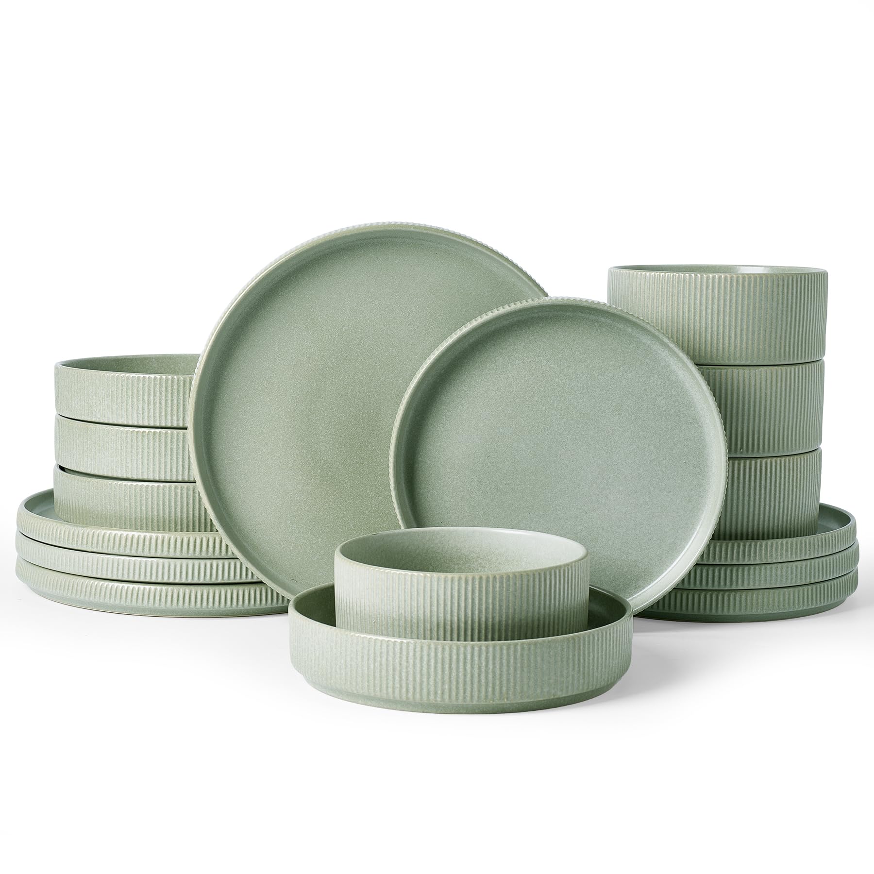 Ribbed Reactive-Glaze Stoneware Dinnerware Collection