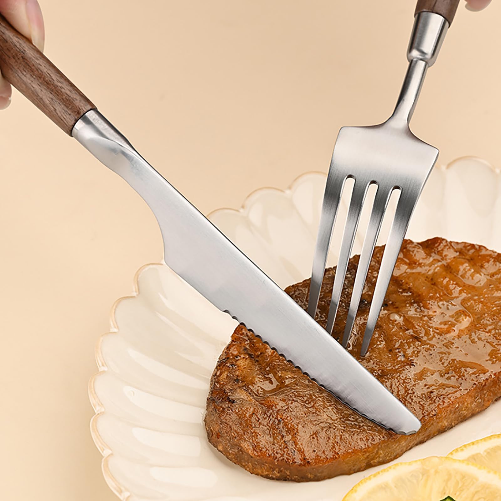 Wood-Handle Stainless Steel Flatware Collection