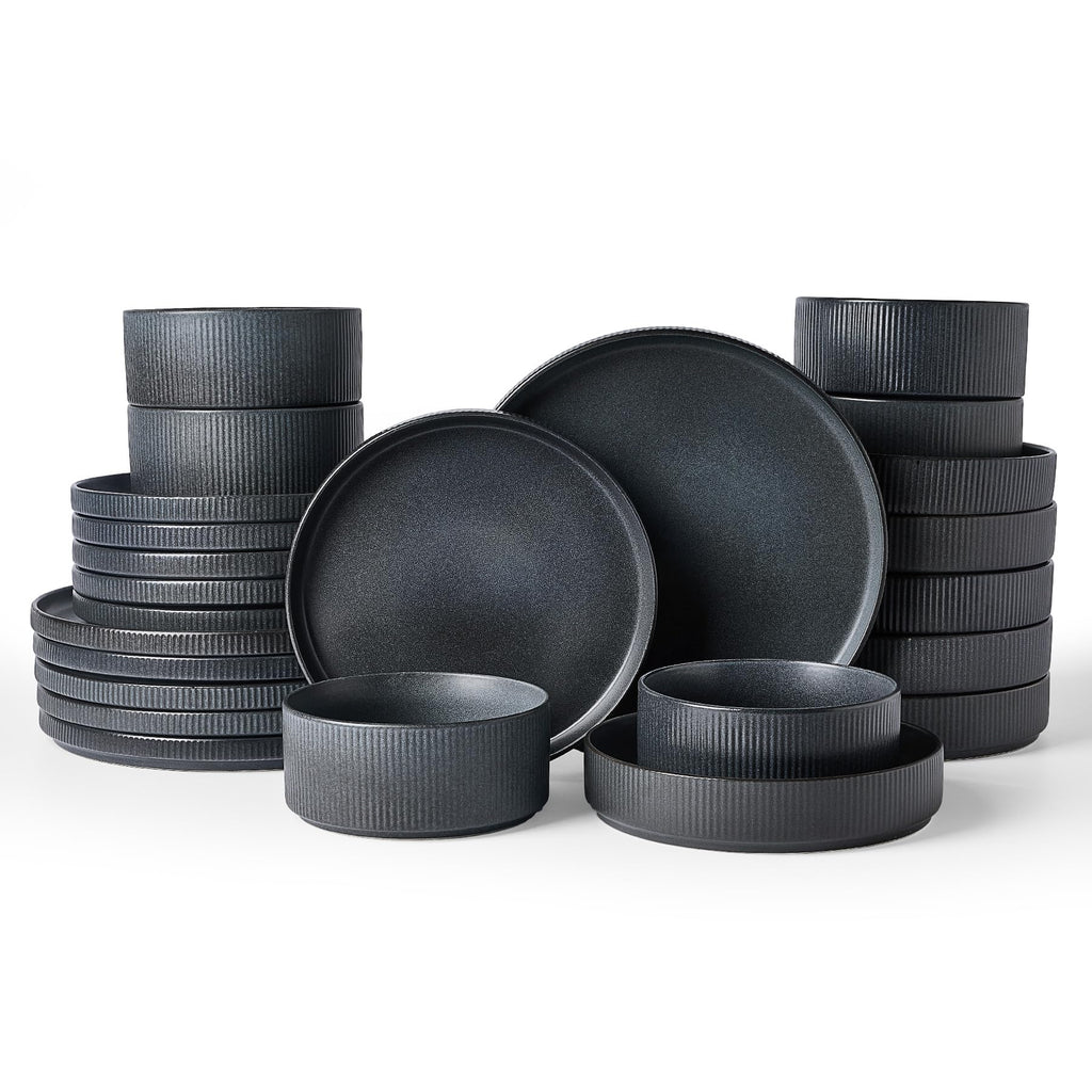 Ribbed Reactive-Glaze Stoneware Dinnerware Collection