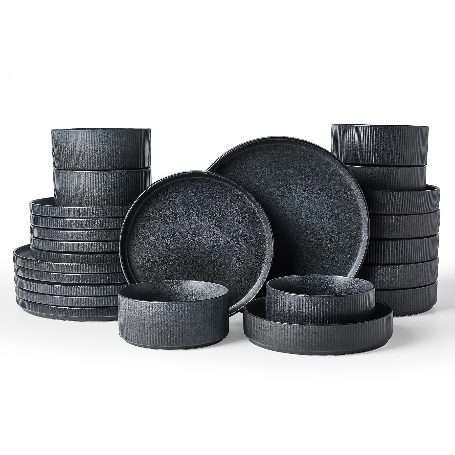 Ribbed Reactive-Glaze Stoneware Dinnerware Collection