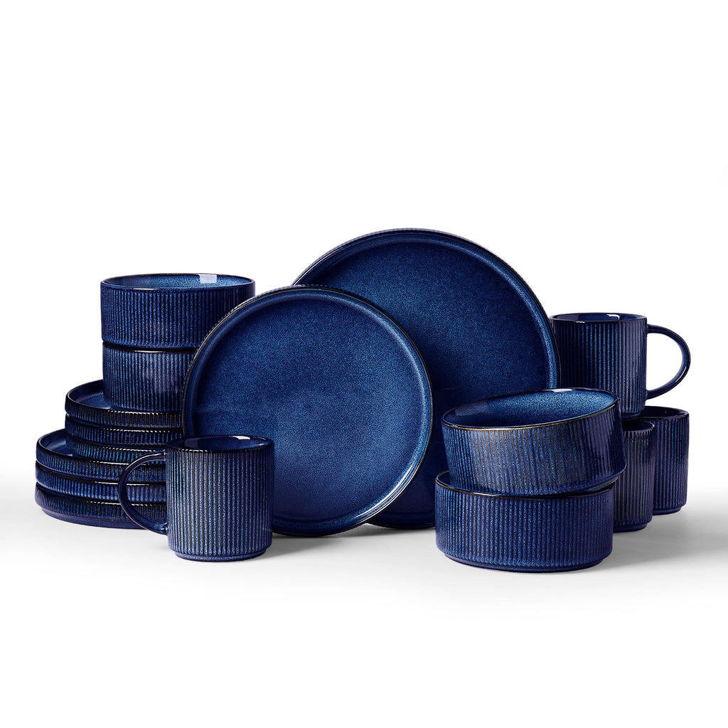 Ribbed Reactive-Glaze Stoneware Dinnerware Collection