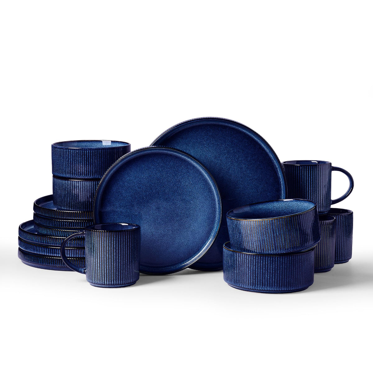 Ribbed Reactive-Glaze Stoneware Dinnerware Collection