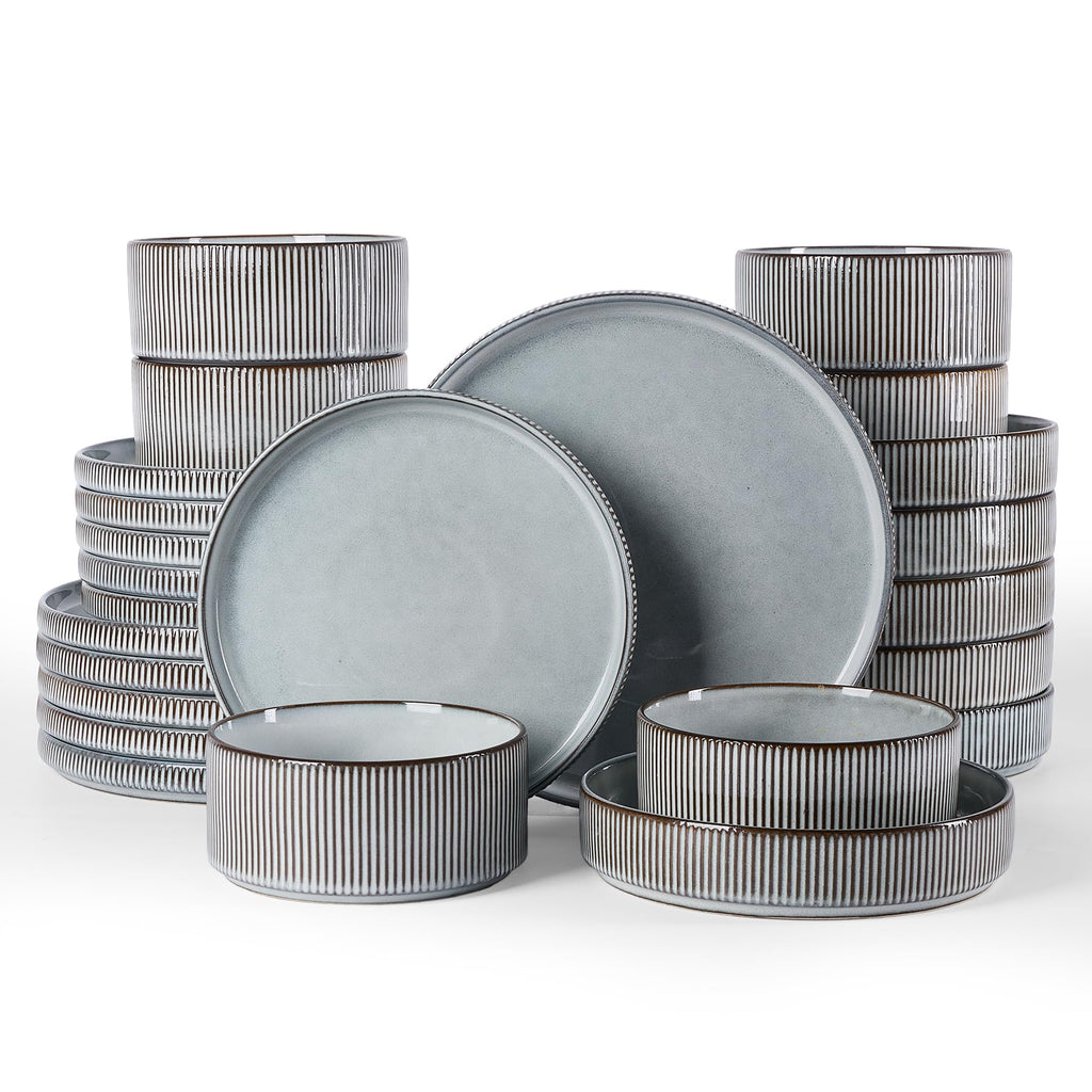 Ribbed Reactive-Glaze Stoneware Dinnerware Collection