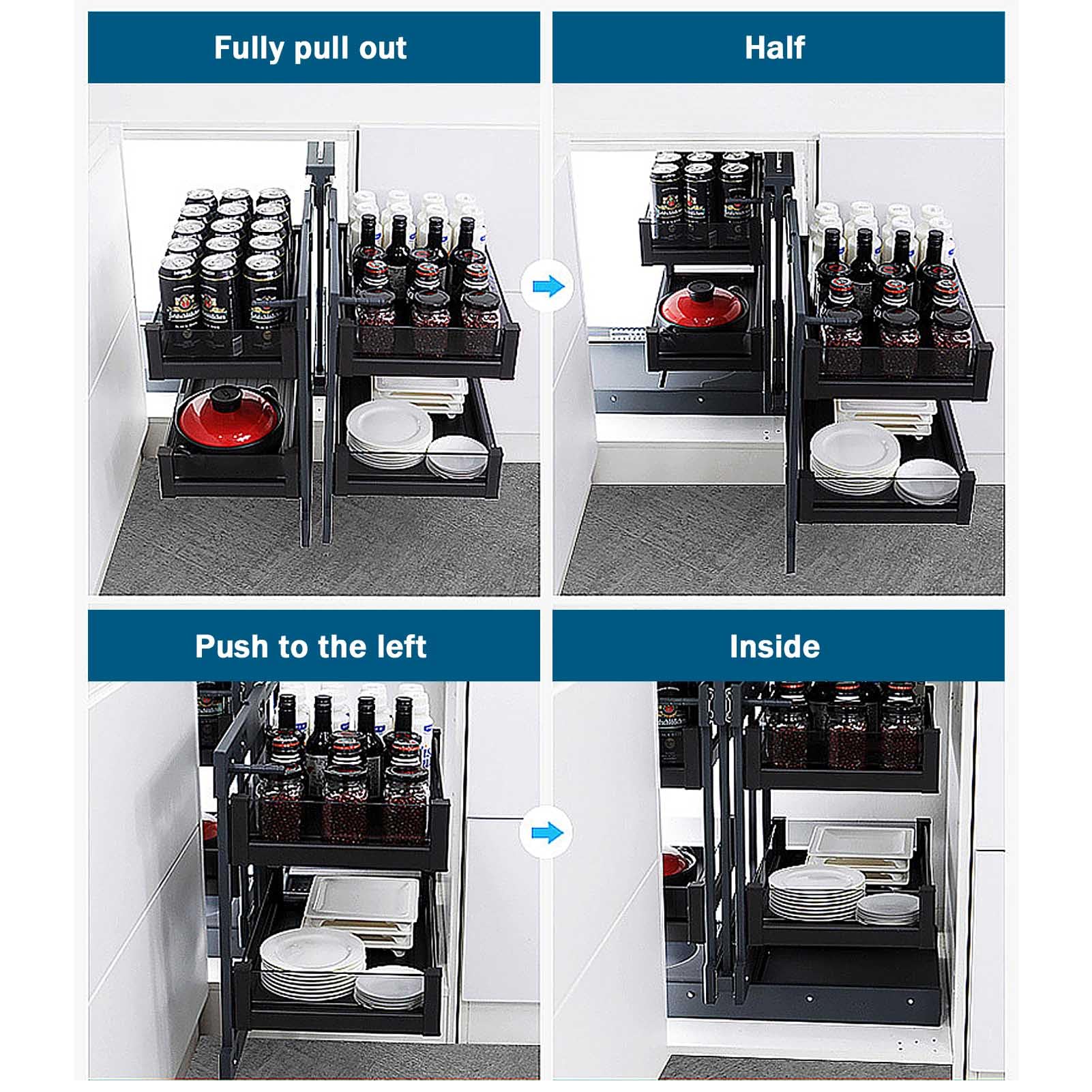 Pull-Out Blind-Corner Cabinet Organizer