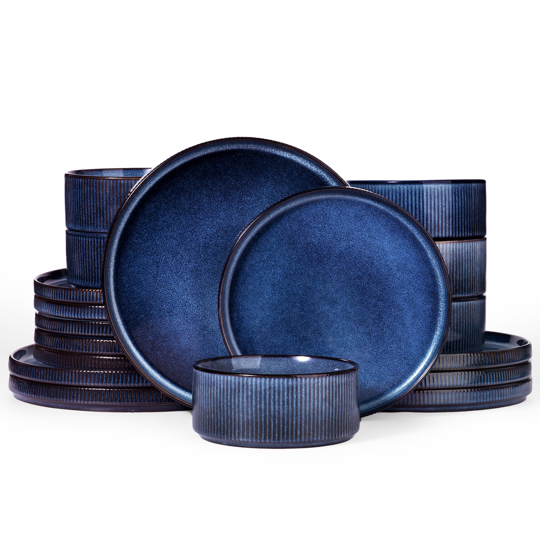 Ribbed Reactive-Glaze Stoneware Dinnerware Collection