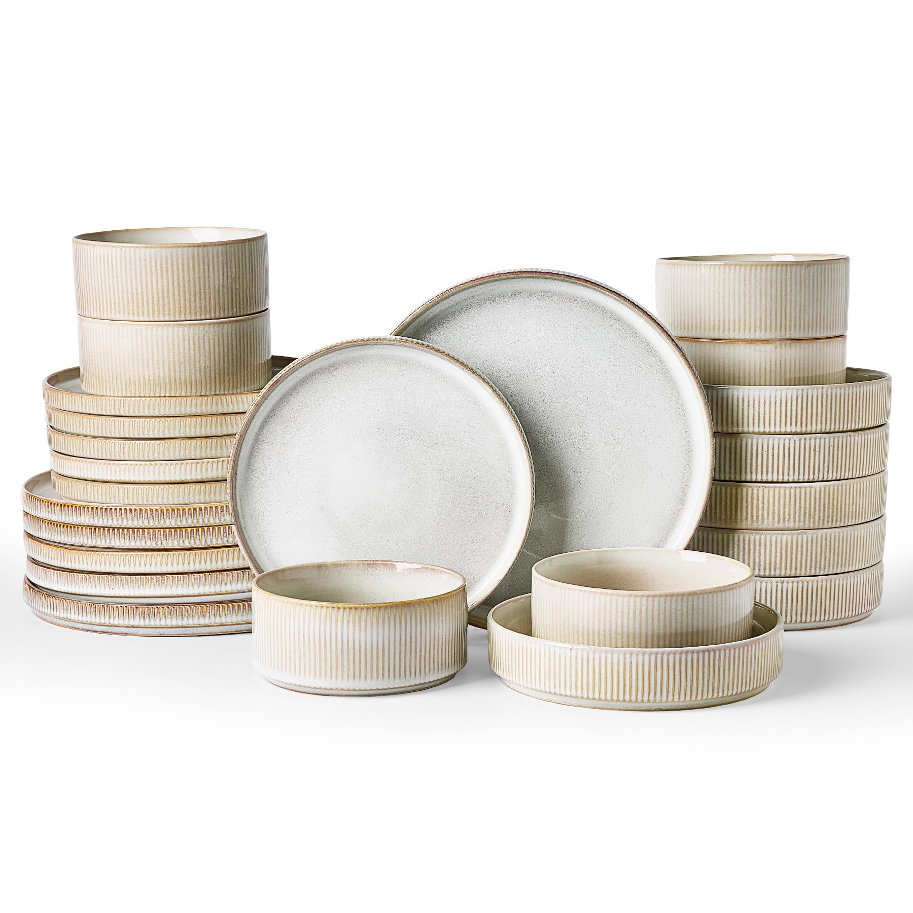 Ribbed Reactive-Glaze Stoneware Dinnerware Collection