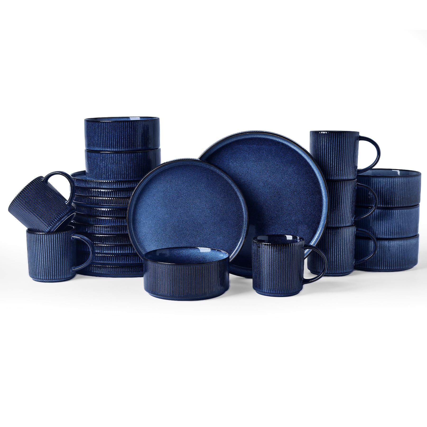 Ribbed Reactive-Glaze Stoneware Dinnerware Collection