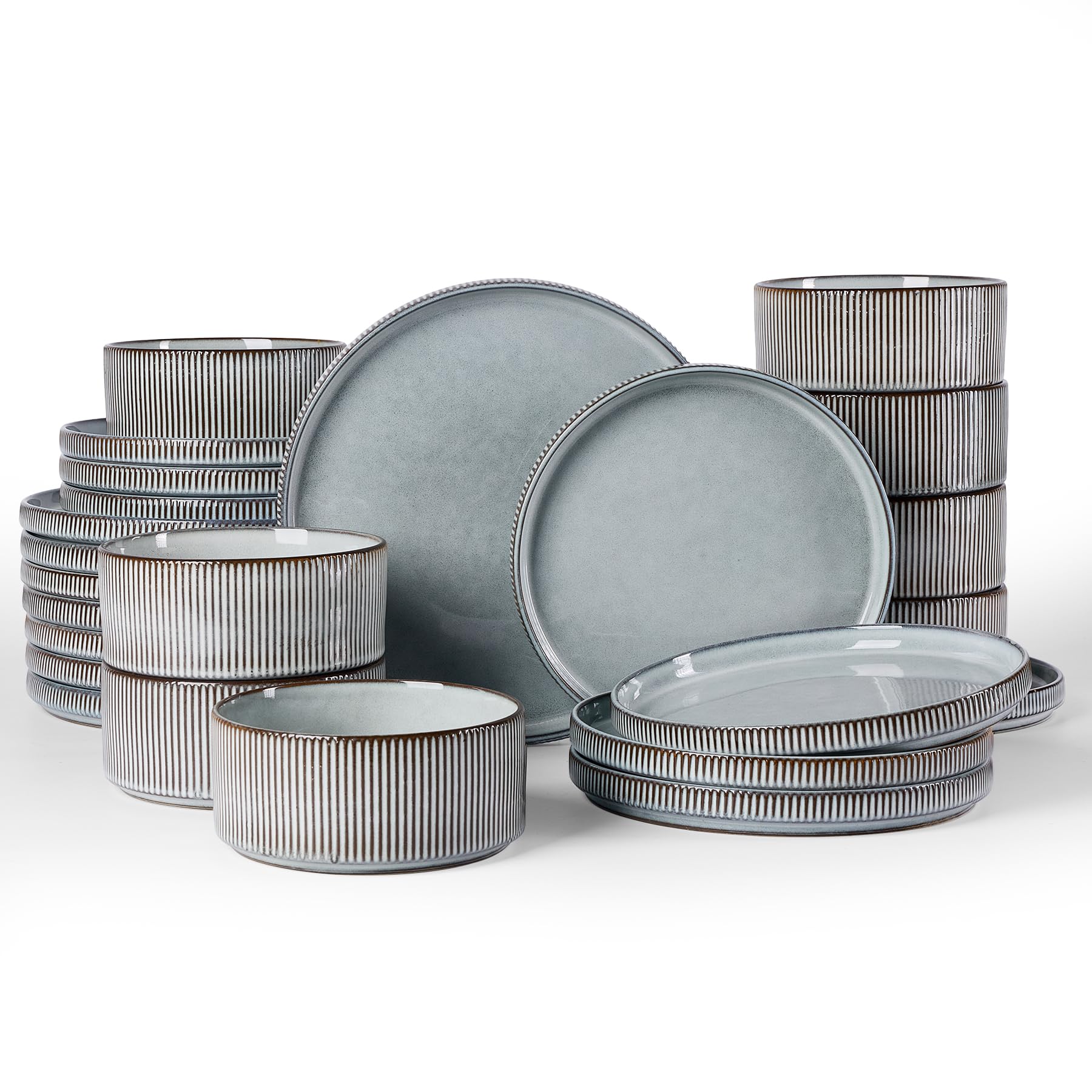 Ribbed Reactive-Glaze Stoneware Dinnerware Collection