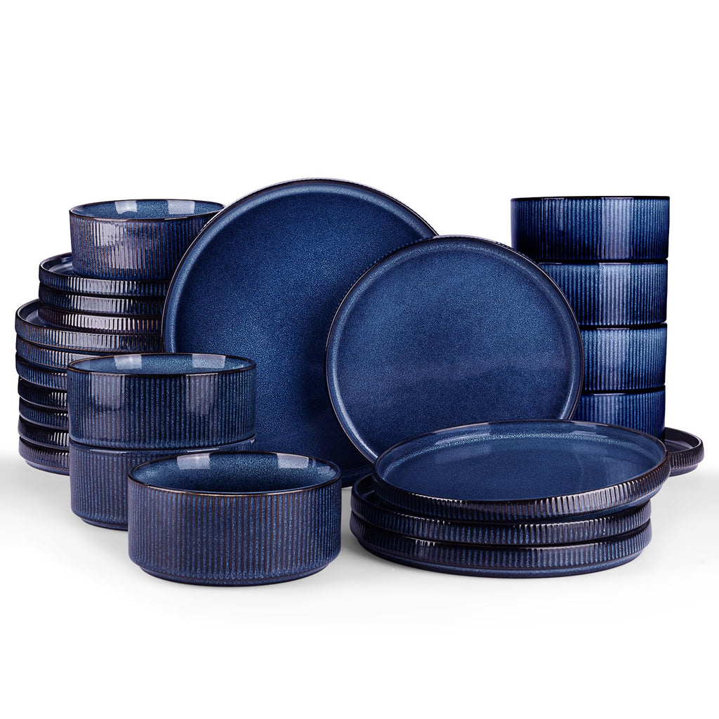Ribbed Reactive-Glaze Stoneware Dinnerware Collection