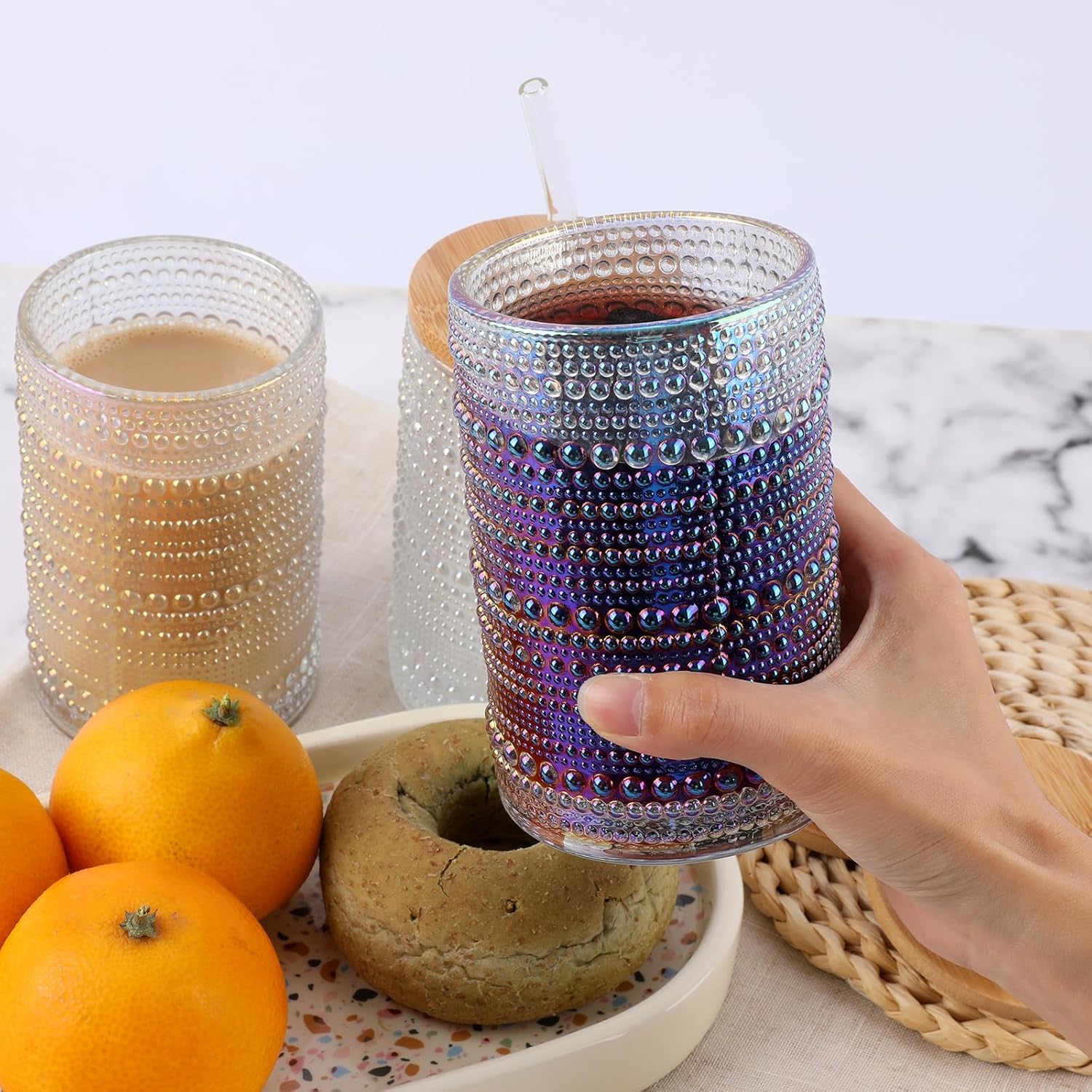 Four-Piece 16oz Ribbed Old-Fashioned Glass Set