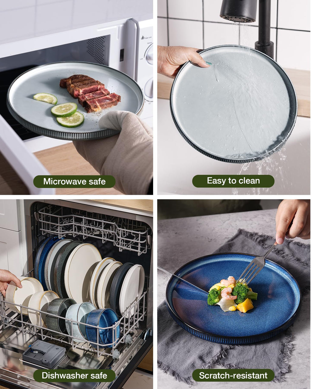 Ribbed Reactive-Glaze Stoneware Dinnerware Collection