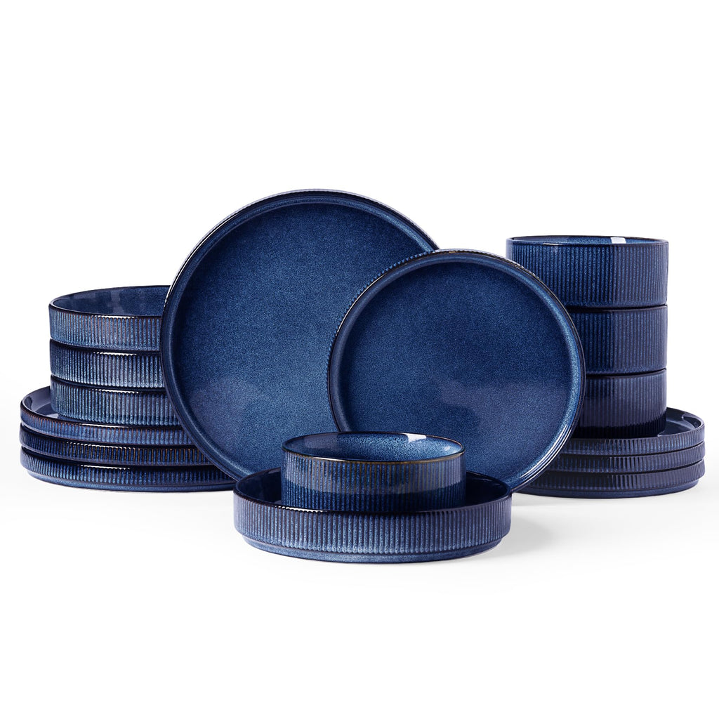 Ribbed Reactive-Glaze Stoneware Dinnerware Collection