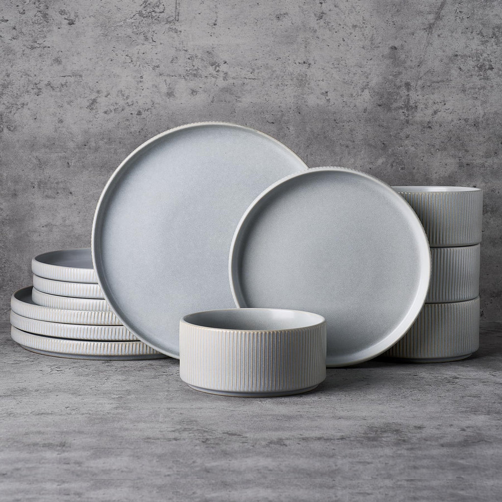 Ribbed Reactive-Glaze Stoneware Dinnerware Collection
