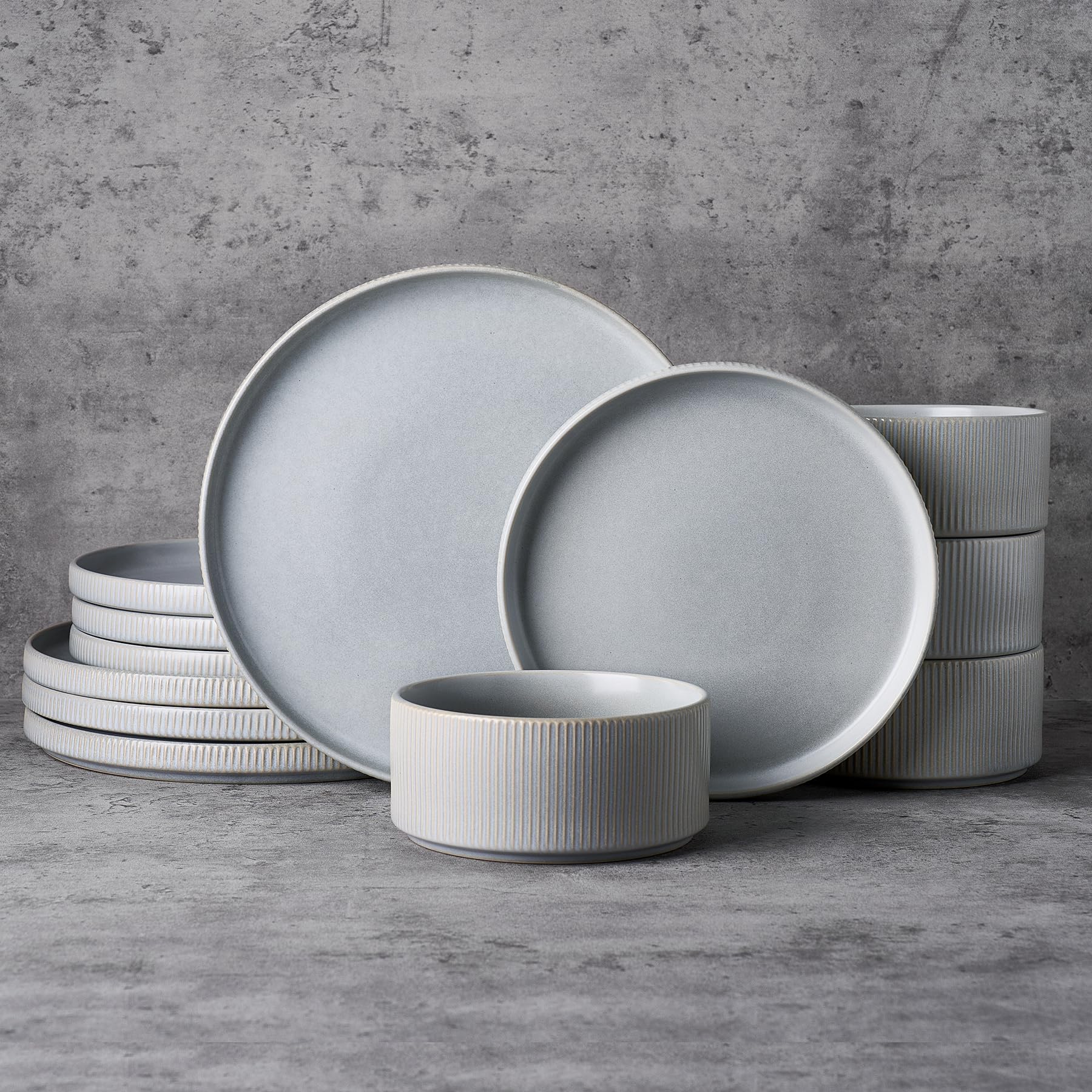 Ribbed Reactive-Glaze Stoneware Dinnerware Collection