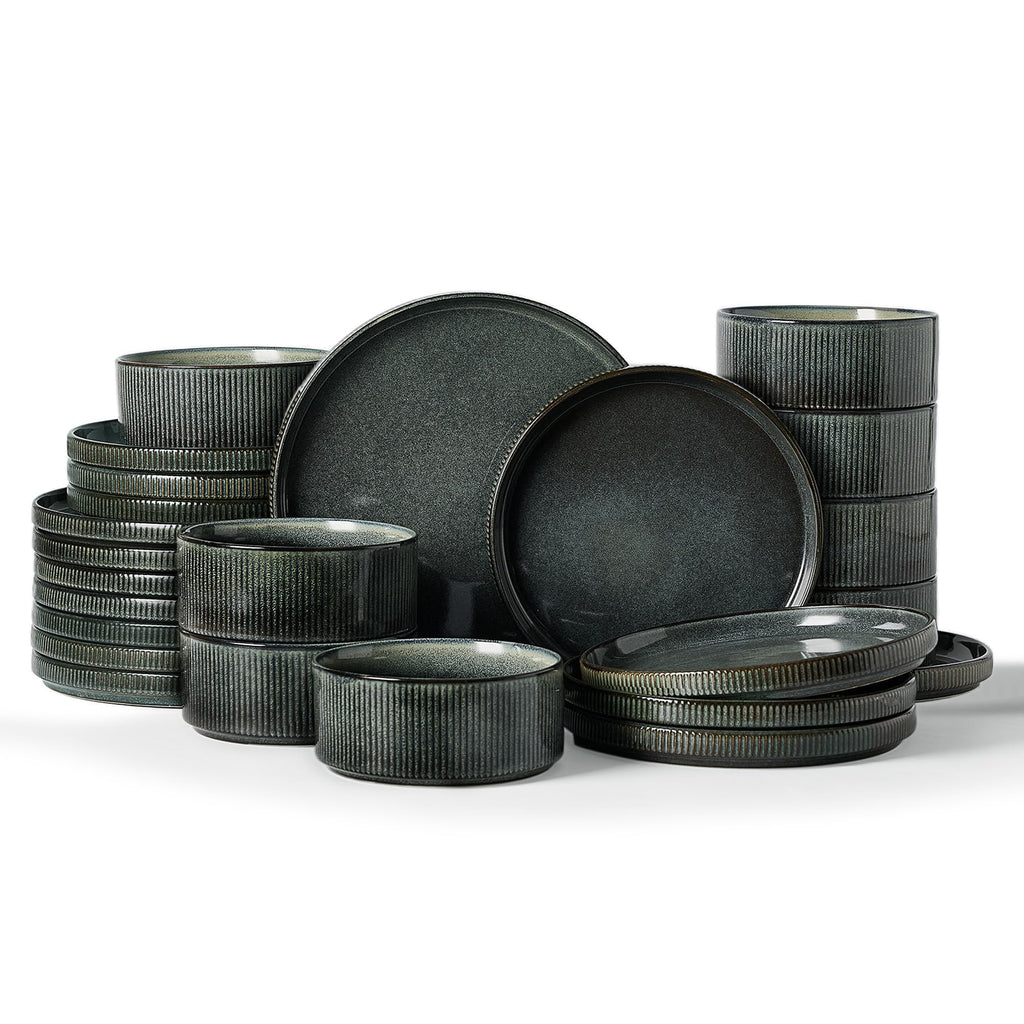 Ribbed Reactive-Glaze Stoneware Dinnerware Collection