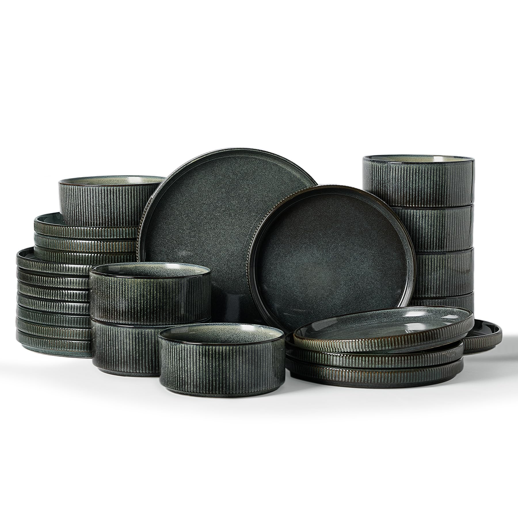 Ribbed Reactive-Glaze Stoneware Dinnerware Collection