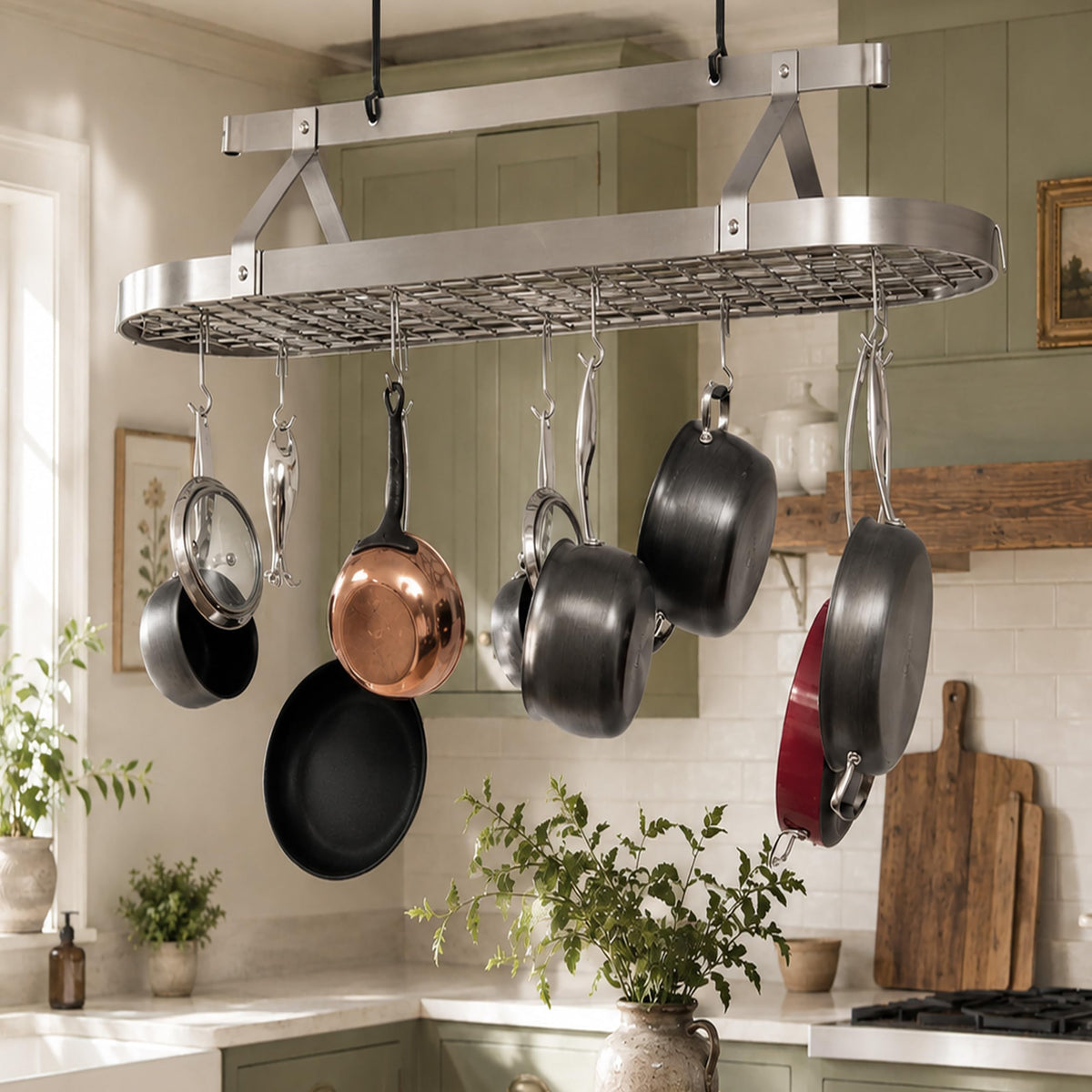 48-Inch Oval Ceiling Pot Rack