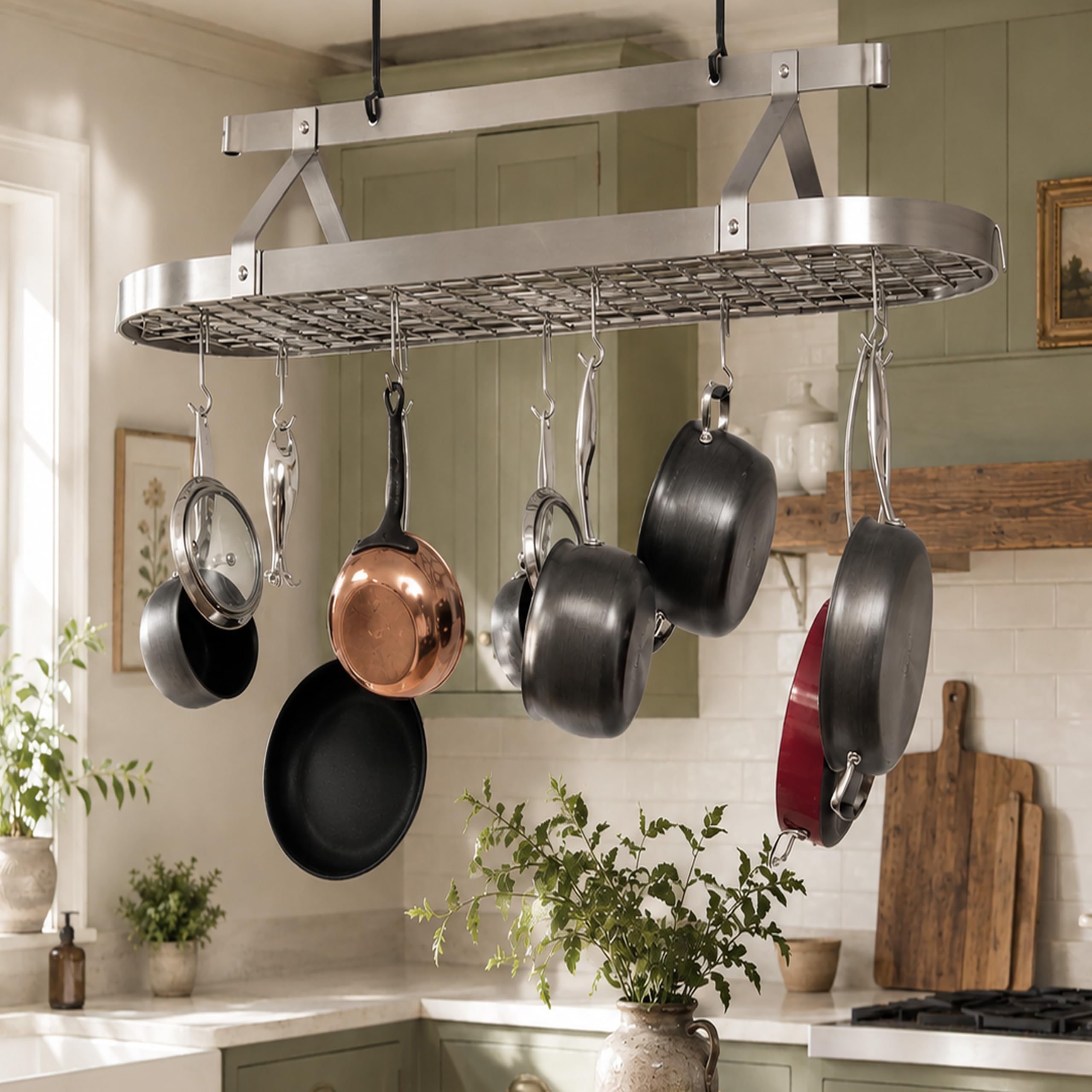 48-Inch Oval Ceiling Pot Rack
