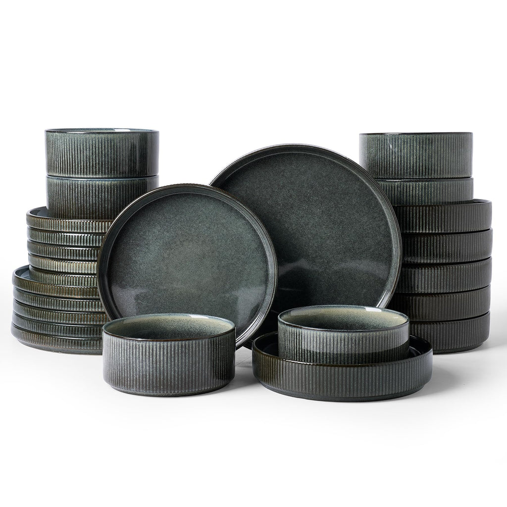 Ribbed Reactive-Glaze Stoneware Dinnerware Collection