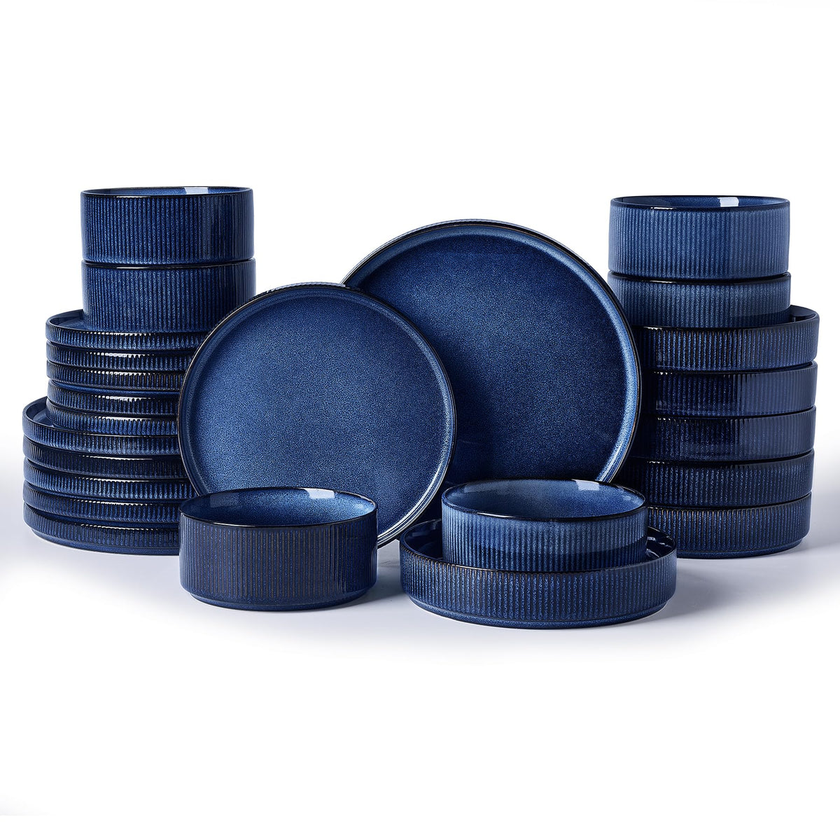 Ribbed Reactive-Glaze Stoneware Dinnerware Collection