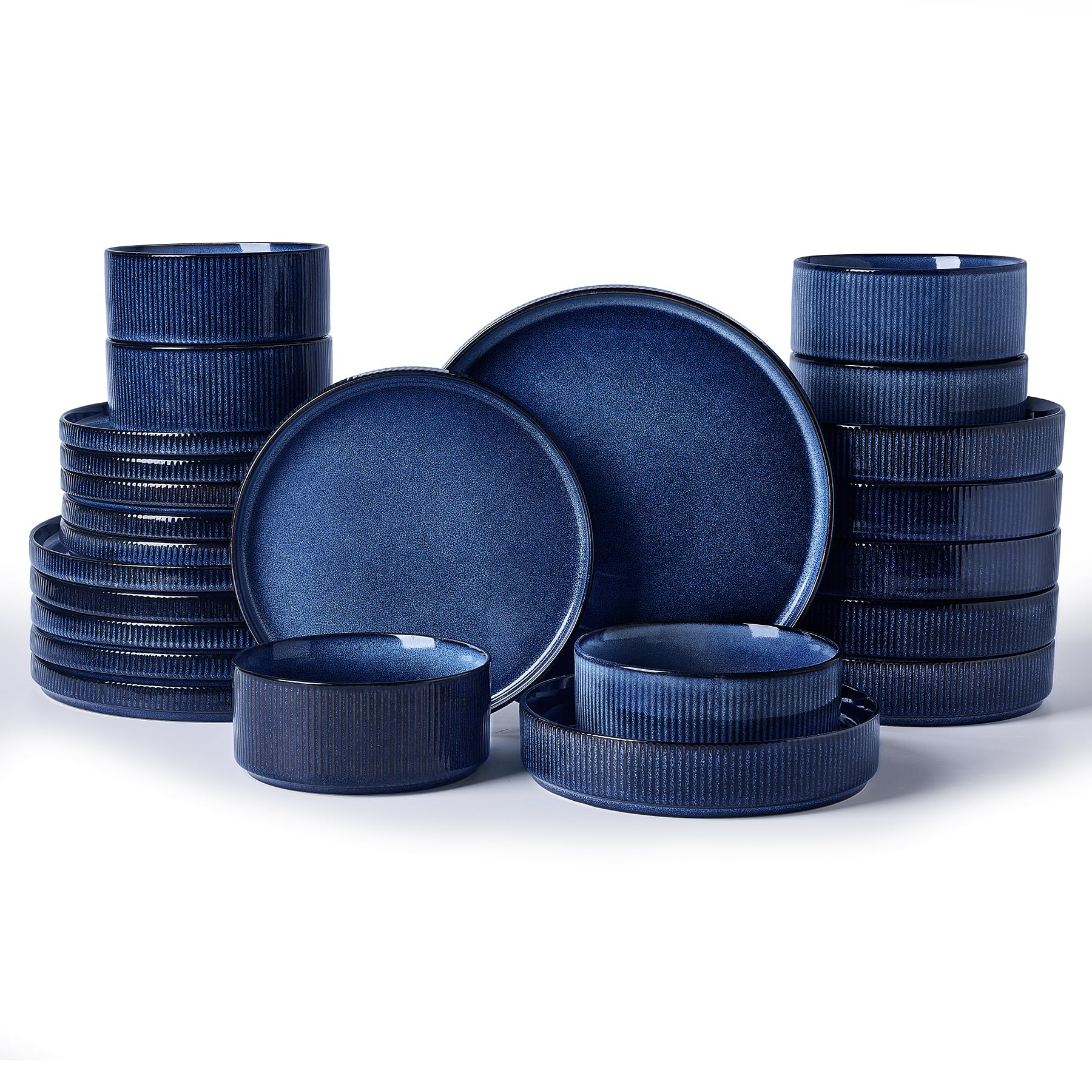 Ribbed Reactive-Glaze Stoneware Dinnerware Collection