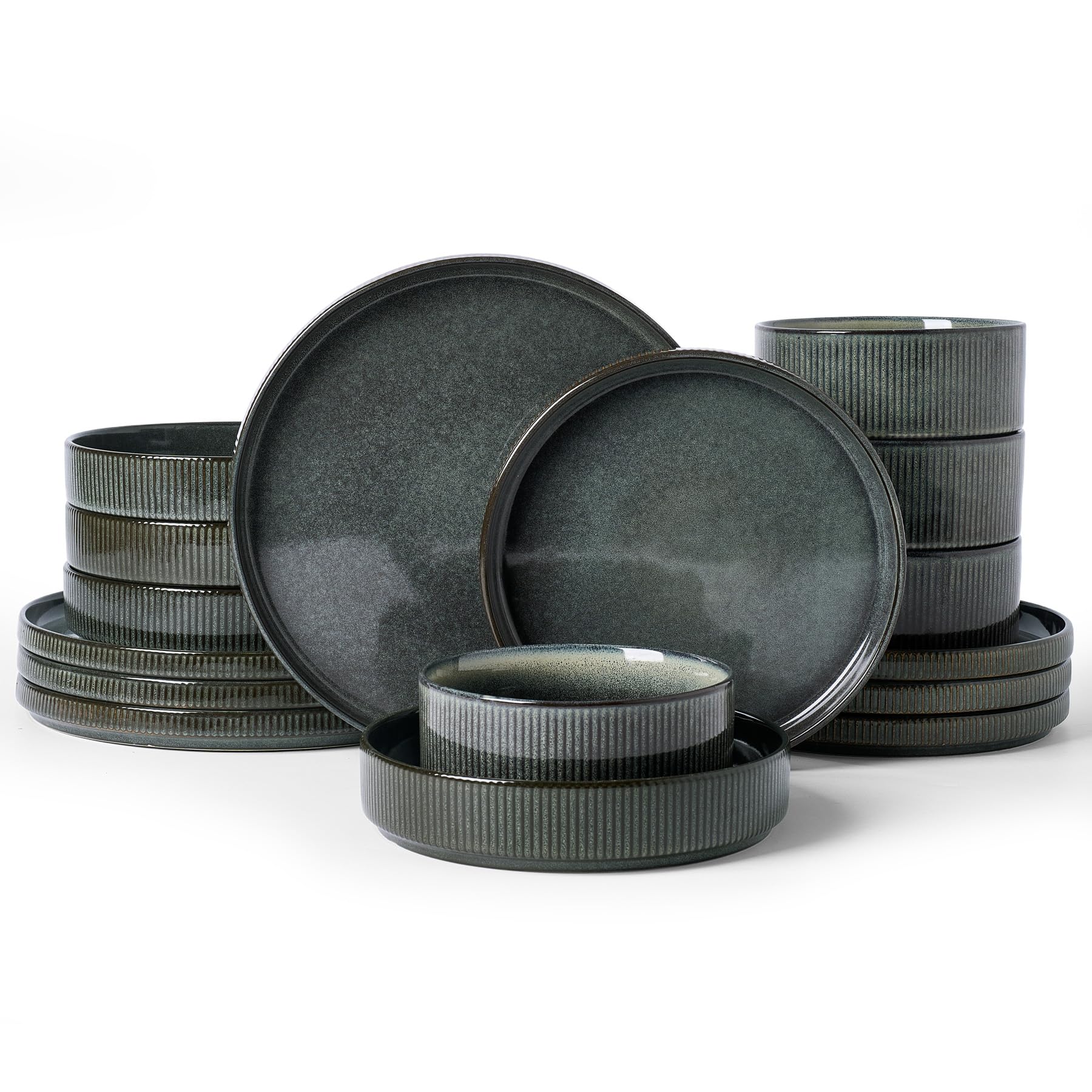 Ribbed Reactive-Glaze Stoneware Dinnerware Collection
